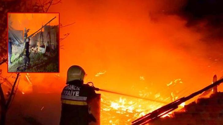 Çorum'da ahır ve samanlık yandı