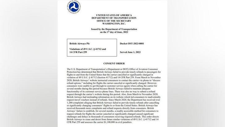 ABD’den British Airways’e 1,1 milyon dolar ‘Covid iptalleri’ cezası