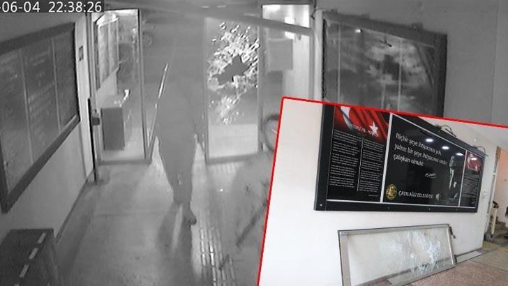 Çatalağzı belde belediyesine saldırı; o anlar kamerada