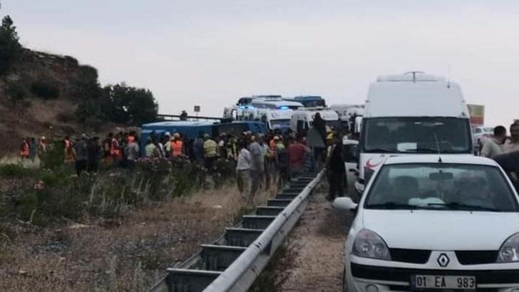 Mersin'de işçileri taşıyan servis midibüsü devrildi: 8 yaralı
