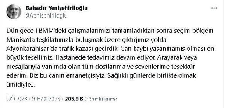 AK Parti'li Yenişehirlioğlu ve oğlu kazada yaralandı