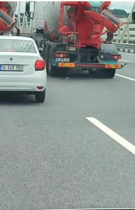 Yavuz Sultan Selim Köprüsü'nde beton mikserleri adeta duvar ördü