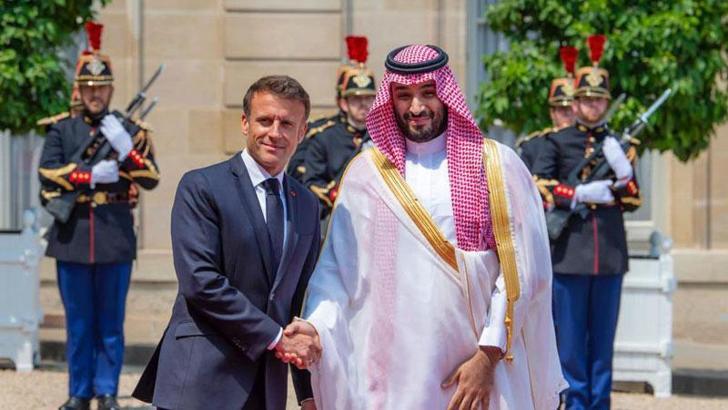 Macron, Veliaht Prens Selman ve Elon Musk ile görüştü