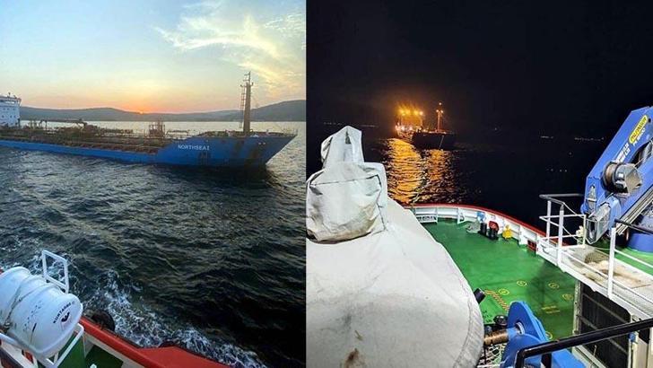 Çanakkale Boğazı'nda arızalanan gemi, demirleme sahasına çekildi