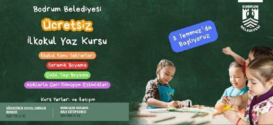 Bodrum Belediyesi'nden çocuklar için ücretsiz kurs