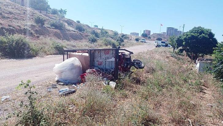 Kırıkkale'de triportör devrildi, sürücü ağır yaralı