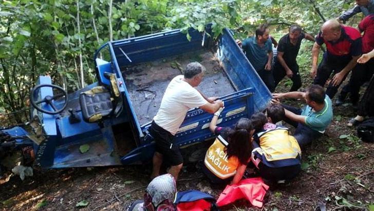 Zonguldak'ta fındık tarlasına uçan patpattaki 2 kişi yaralandı