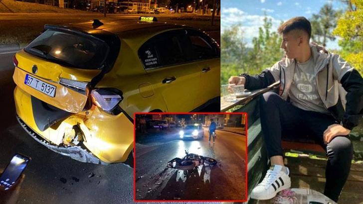 Taksiye çarpan motosikletin sürücüsü Emirhan, hayatını kaybetti