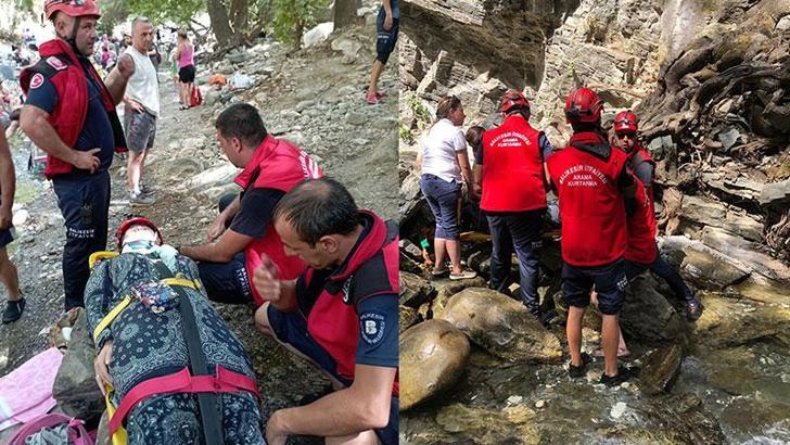 Kanyonda kayalıktan düşen yabancı turist yaralandı
