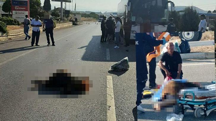 Otobüsün çarptığı eşinin başında bekledi