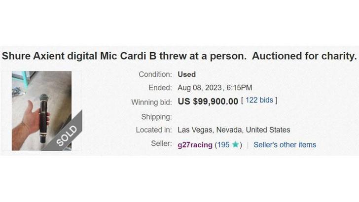 Cardi B’nin hayranına attığı mikrofon yaklaşık 100 bin dolara satıldı