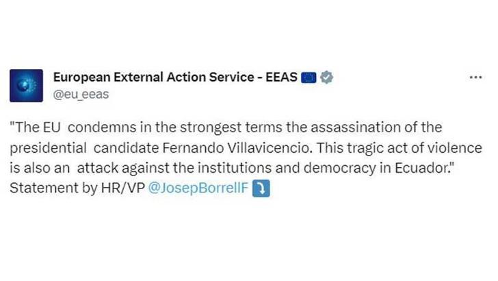 Borrell: Ekvador'daki demokrasiye yönelik bir saldırı