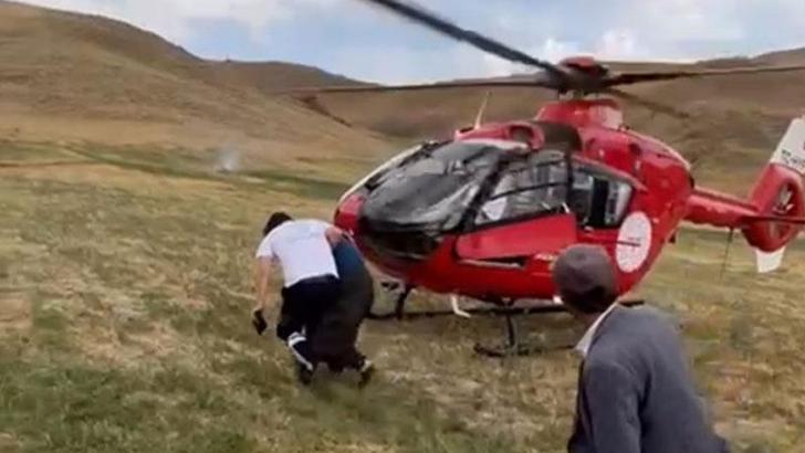 Arı sokması sonucu fenalaşan kadın, ambulans helikopterle hastaneye ulaştırıldı