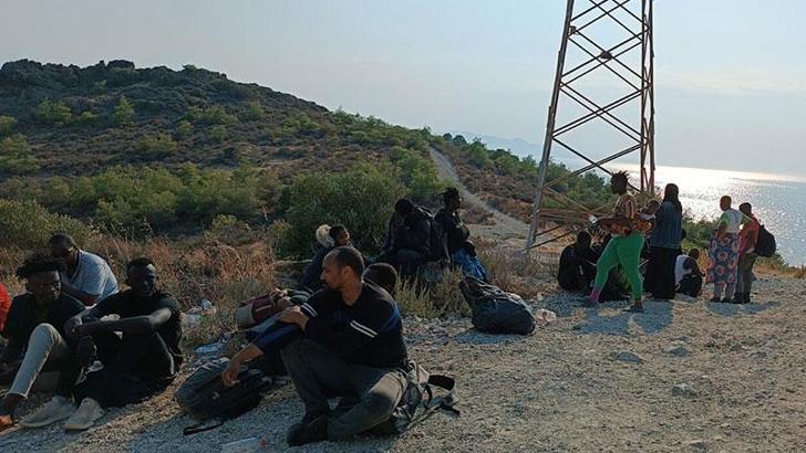 Foça'da, ormanda 62 kaçak göçmen yakalandı