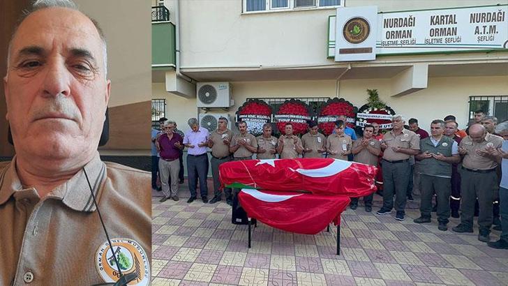 Yangında yaşamını yitiren orman muhafaza memuru Tükenmez, son yolculuğuna uğurlandı