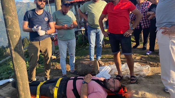 Salıncakla ineğe çarpan turizmci yaralandı