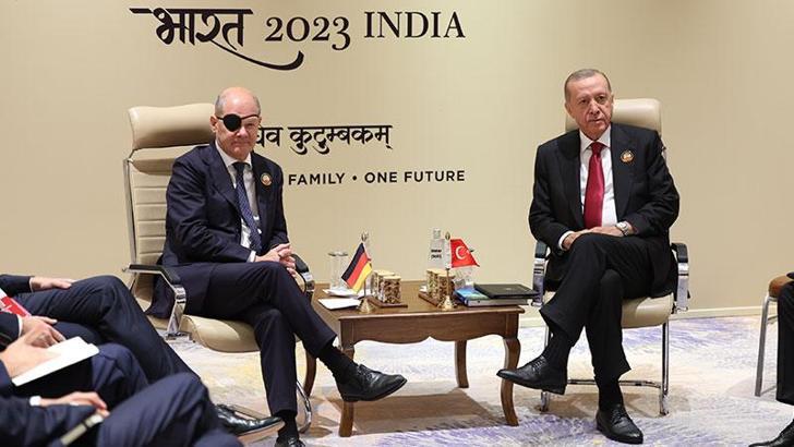 Cumhurbaşkanı Erdoğan, Almanya Şansölyesi Scholz ile bir araya geldi