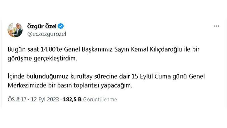 CHP'li Özel: Kurultay sürecine dair cuma günü basın toplantısı yapacağım