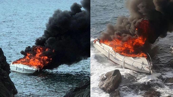 Samandağ’da alev alan sürat teknesindeki 5 kişi kurtarıldı