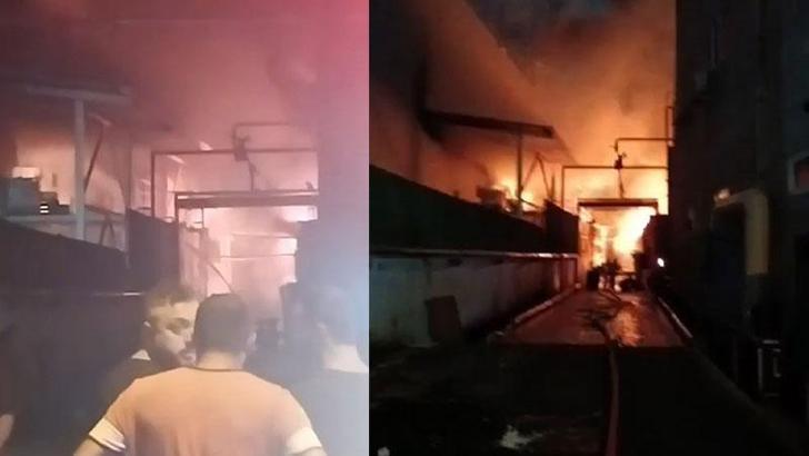 Tuzla'da madeni yağ fabrikasında yangın çıktı