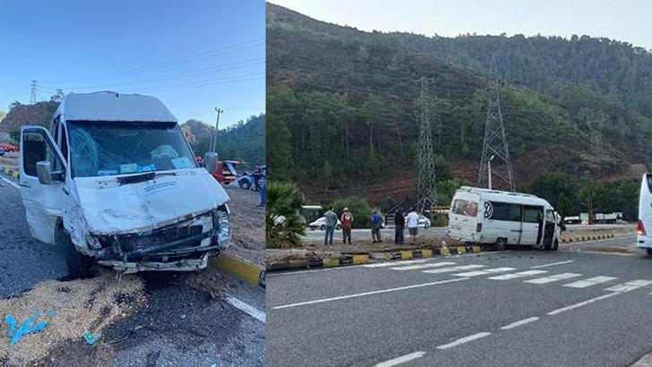 Marmaris'te servis minibüsü ile kamyonet çarpıştı; 1 ölü, 7 yaralı