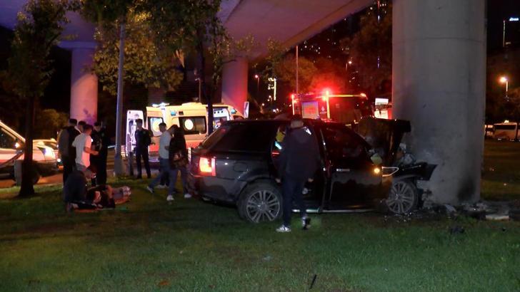 Şişli'de cip viyadüğün beton ayağına çarptı: 1'i ağır 4 kişi yaralandı