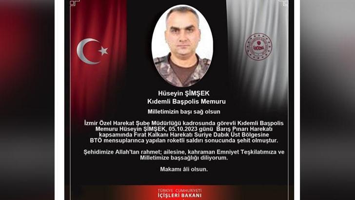 Suriye'de özel harekat polisi şehit oldu