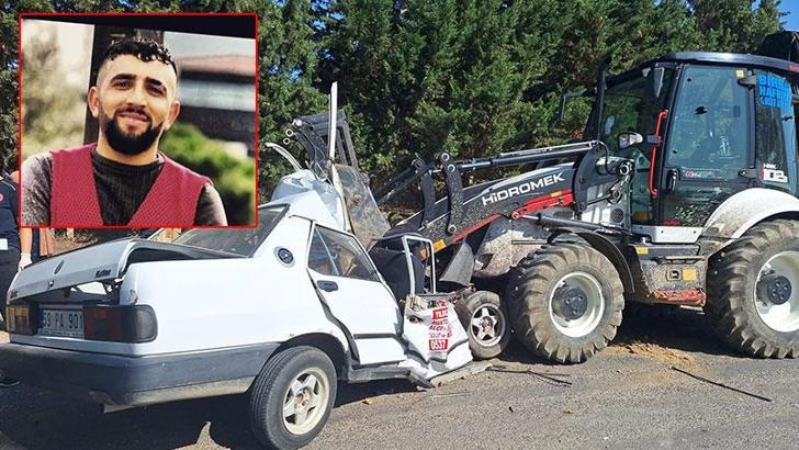 Kepçeyle kafa kafaya çarpışan otomobilin sürücüsü öldü