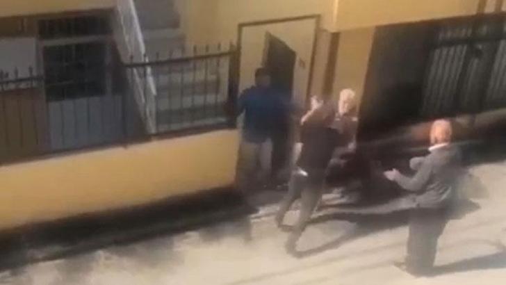 Ataşehir’de komşular arasındaki kavga kamerada
