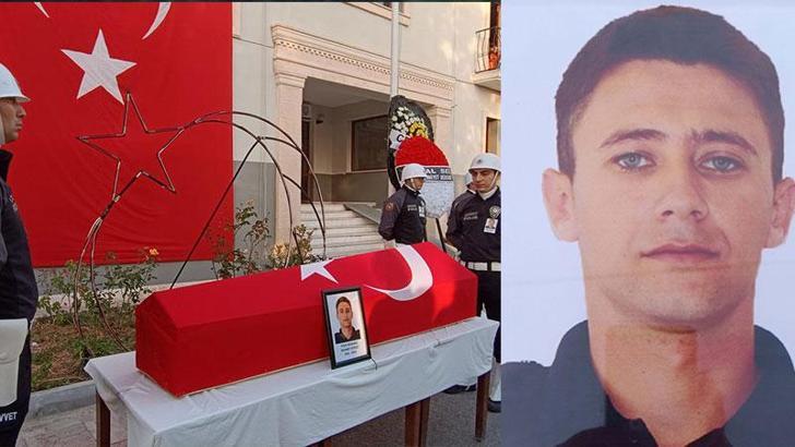 Foça'da görevi başında vefat eden polisin naaşı, memleketine uğurlandı