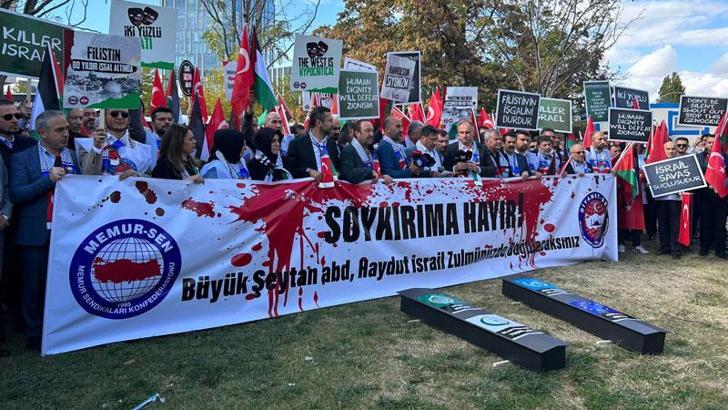 ABD Büyükelçiliği önünde Filistin'e destek açıklaması