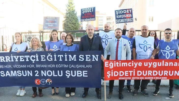 Samsun'da öğretmene şiddet iddiası; sendika üyelerinden protesto