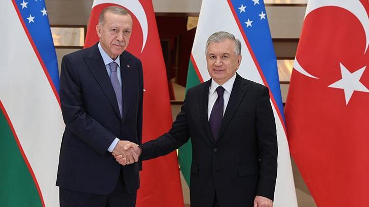 Cumhurbaşkanı Erdoğan, Özbekistan Cumhurbaşkanı Mirziyoyev ile görüştü