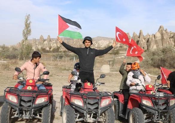 Kapadokya'da ATV'ler ile Filistin'e destek konvoyu