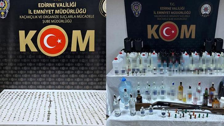 Edirne’de 695 tarihi obje ele geçirildi; 2 gözaltı