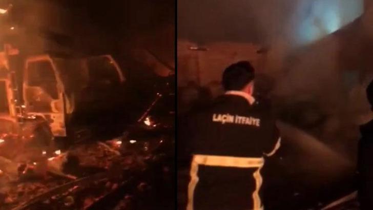 Çorum'da köyde yangın; ev, kömürlük, 5 araç yandı