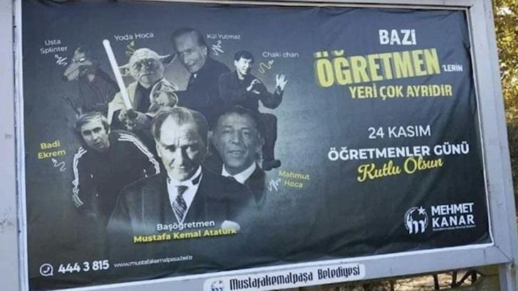 Bursa'da, tartışılan Öğretmenler Günü afişi
