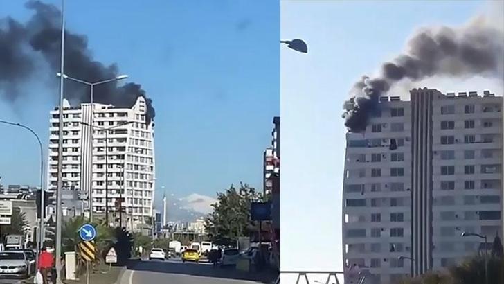 Adana'da, 14 katlı apartmanda yangın