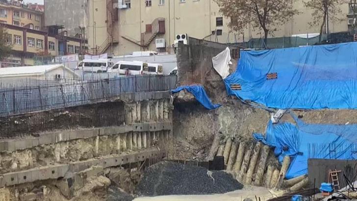 BaÄŸcılar’da ilkokulun yanındaki inÅŸaatın istinat duvarı çöktü