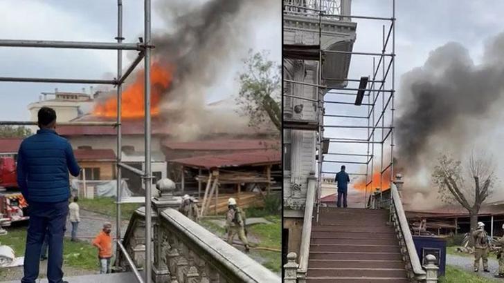 Üsküdar'da tarihi köşk içerisindeki marangozhanede yangın