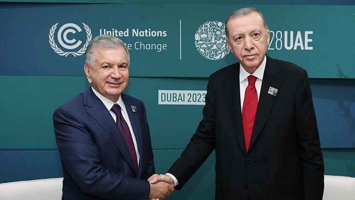Erdoğan, Özbekistan Cumhurbaşkanı Mirziyoyev bir görüştü