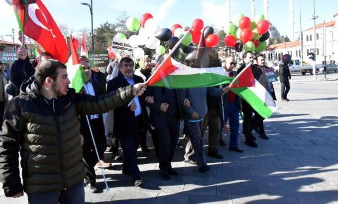 Sivas'ta engelliler, Filistin için yürüdü