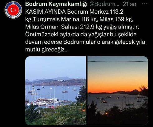 Bodrum ve Milas'ta kasımda yağmur bereketi