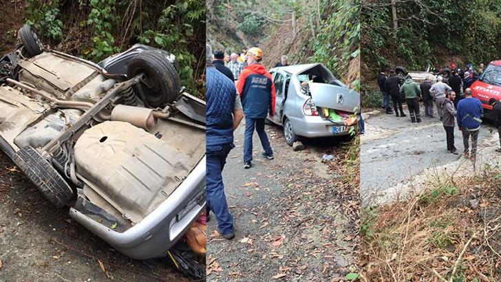 Rize'de otomobil şarampole yuvarlandı; anne- baba ve sürücü yaralandı