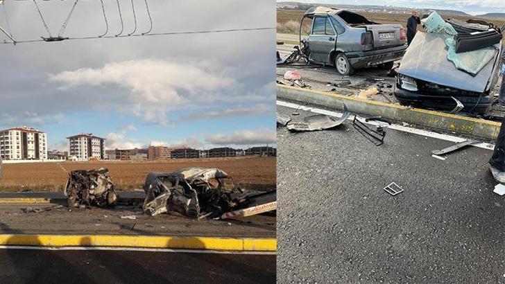 Tramvay yolundaki direğe çarpan otomobil ikiye bölündü: 1 ölü, 3 yaralı