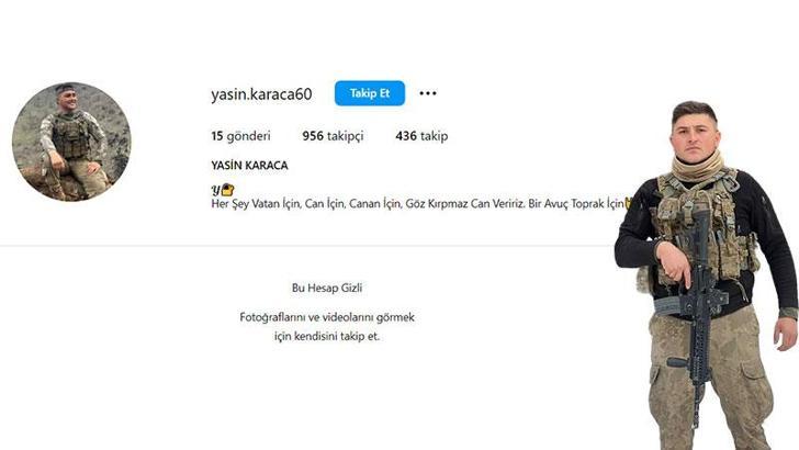 Şehit Karaca profilinde, 'Göz kırpmaz can veririz bir avuç toprak için' yazmış