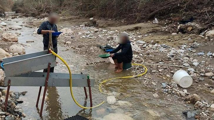 Dere yatağında altın arayan 6 şüpheli, suçüstü yakalandı