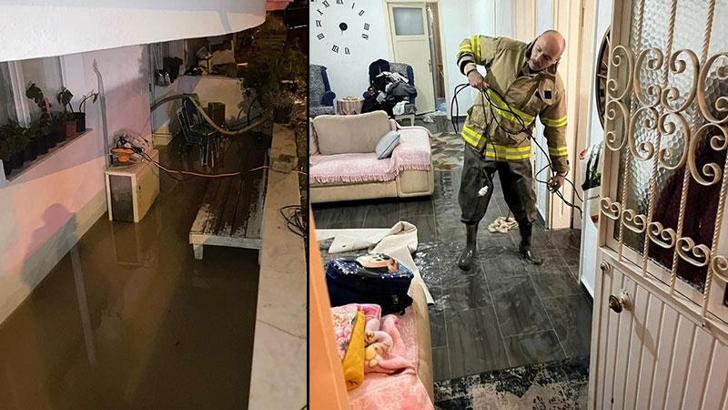 Ayvalık'ta sağanak; evleri su bastı, yollar dereye döndü