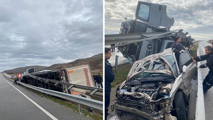 Kırıkkale'de TIR ile otomobil çarpıştı: 3 yaralı