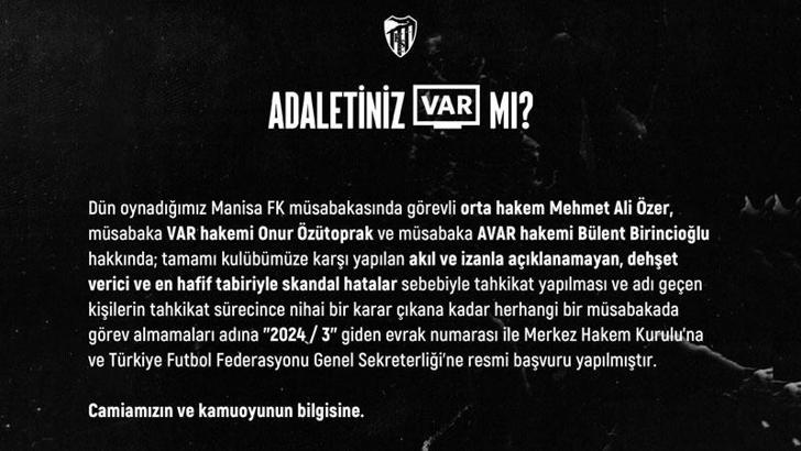 Kocaelispor'dan TFF'ye hakem başvurusu